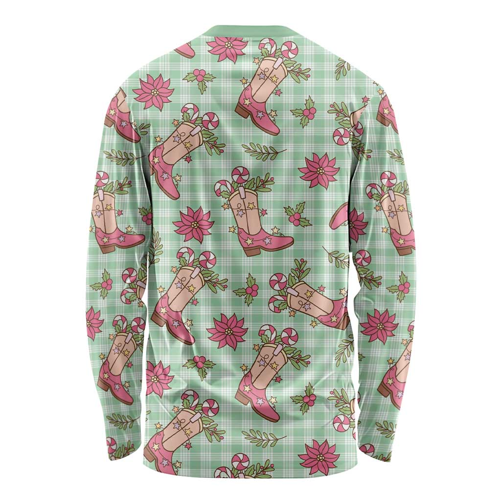 Green Paniolo Palaka Hawaiian Cowgirl Christmas Long Sleeve Shirt LT9 - Polynesian Pride