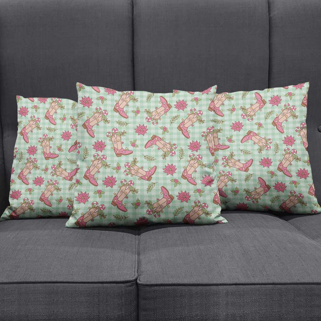 Green Paniolo Palaka Hawaiian Cowgirl Christmas Pillow Cover - Polynesian Pride