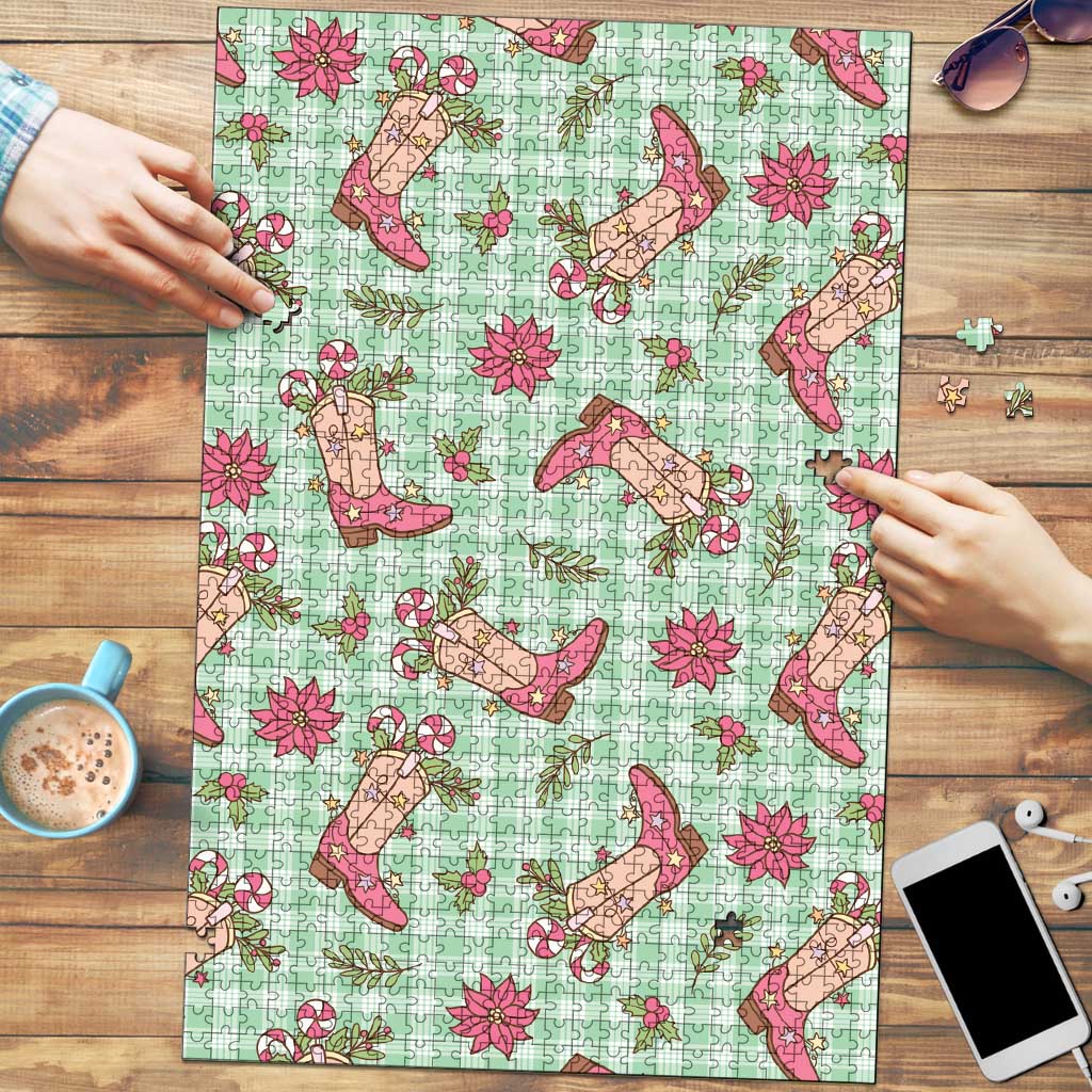Green Paniolo Palaka Hawaiian Cowgirl Christmas Puzzle LT9 Green - Polynesian Pride