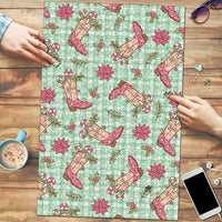 Green Paniolo Palaka Hawaiian Cowgirl Christmas Puzzle LT9 Green - Polynesian Pride