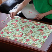 Green Paniolo Palaka Hawaiian Cowgirl Christmas Puzzle LT9 - Polynesian Pride