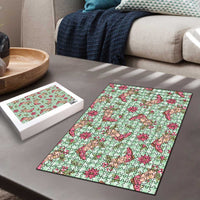 Green Paniolo Palaka Hawaiian Cowgirl Christmas Puzzle LT9 - Polynesian Pride