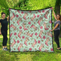Green Paniolo Palaka Hawaiian Cowgirl Christmas Quilt - Polynesian Pride