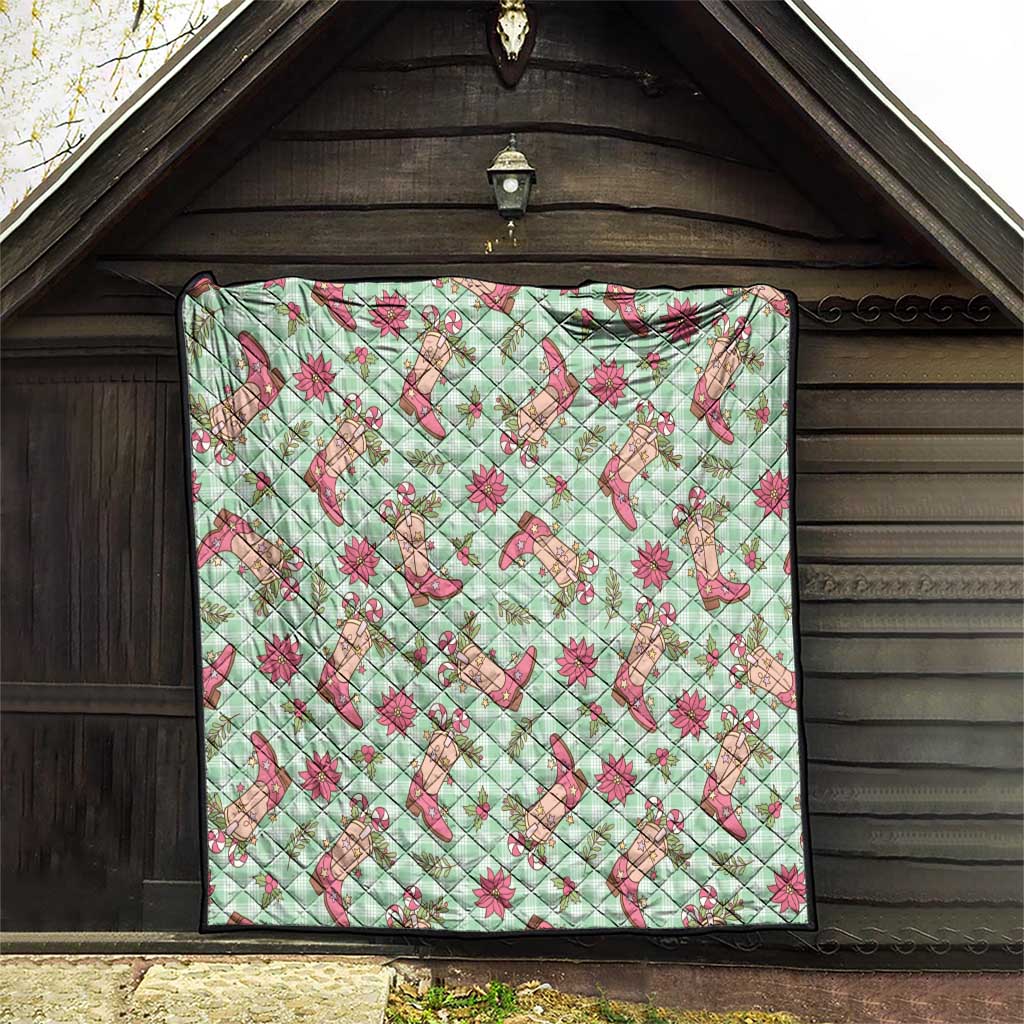Green Paniolo Palaka Hawaiian Cowgirl Christmas Quilt - Polynesian Pride