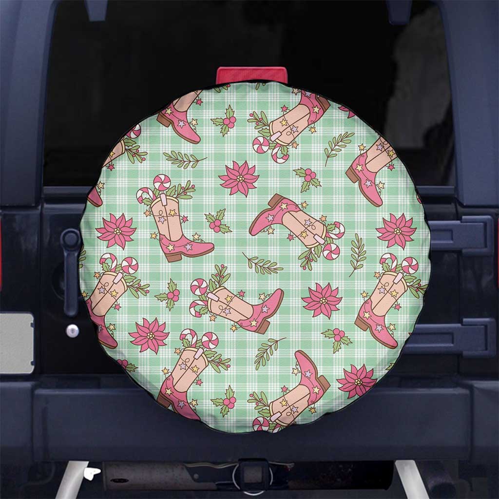 Green Paniolo Palaka Hawaiian Cowgirl Christmas Spare Tire Cover - Polynesian Pride