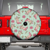 Green Paniolo Palaka Hawaiian Cowgirl Christmas Spare Tire Cover - Polynesian Pride