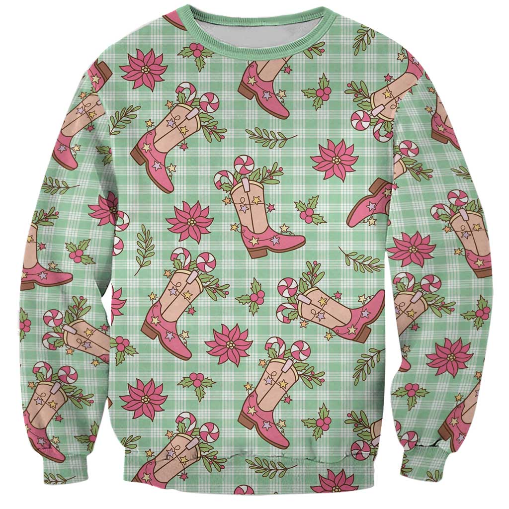 Green Paniolo Palaka Hawaiian Cowgirl Christmas Sweatshirt LT9 Unisex Green - Polynesian Pride