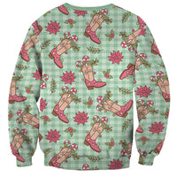 Green Paniolo Palaka Hawaiian Cowgirl Christmas Sweatshirt LT9 - Polynesian Pride