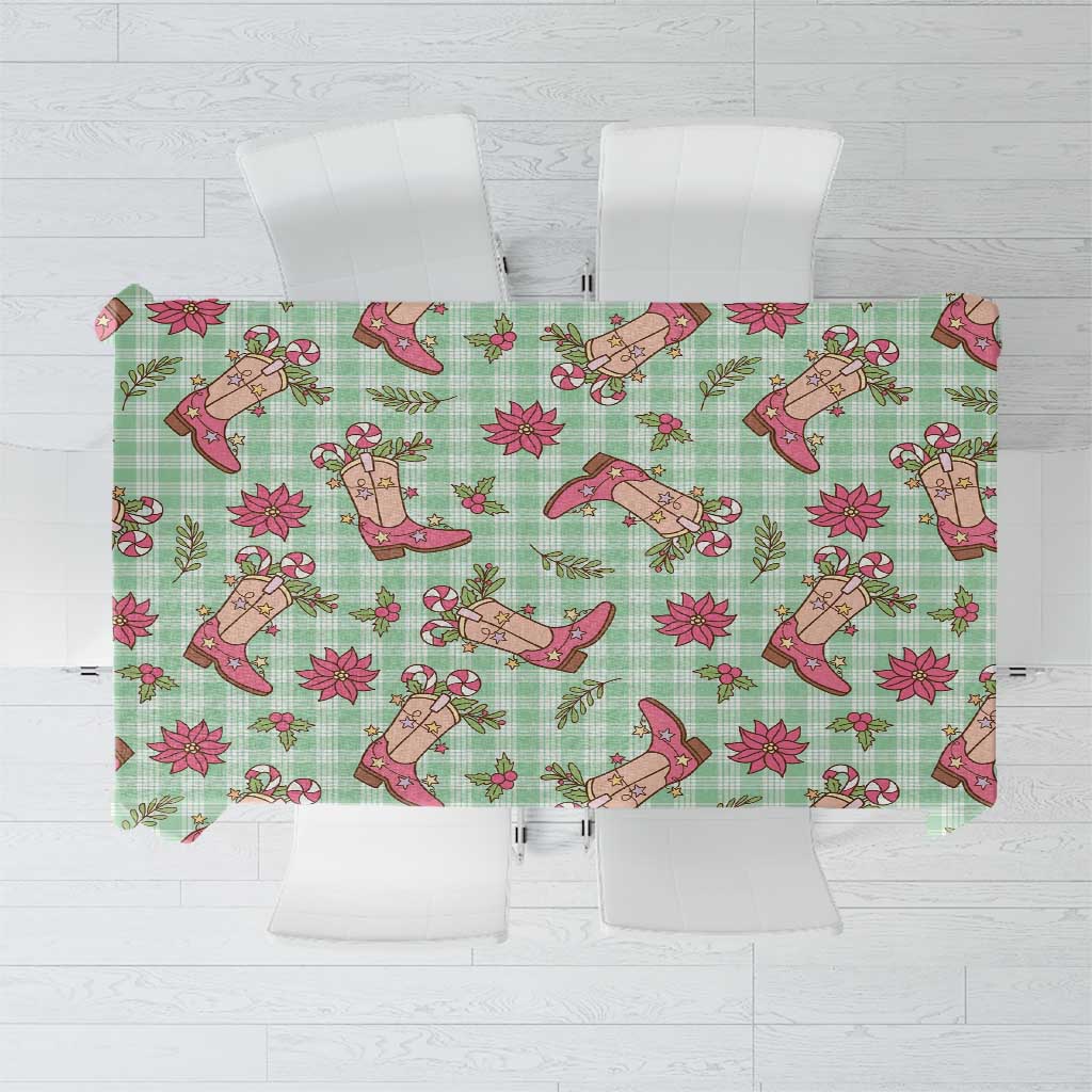 Green Paniolo Palaka Hawaiian Cowgirl Christmas Tablecloth - Polynesian Pride
