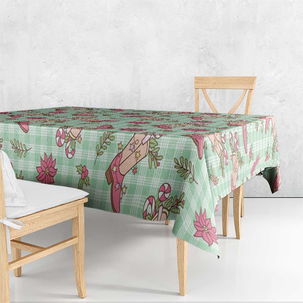 Green Paniolo Palaka Hawaiian Cowgirl Christmas Tablecloth - Polynesian Pride