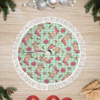 Green Paniolo Palaka Hawaiian Cowgirl Christmas Tree Skirt - Polynesian Pride