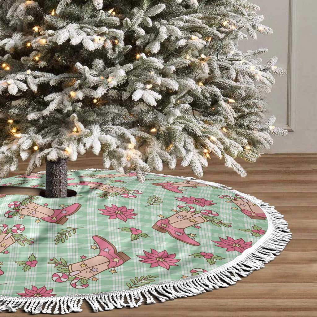 Green Paniolo Palaka Hawaiian Cowgirl Christmas Tree Skirt - Polynesian Pride