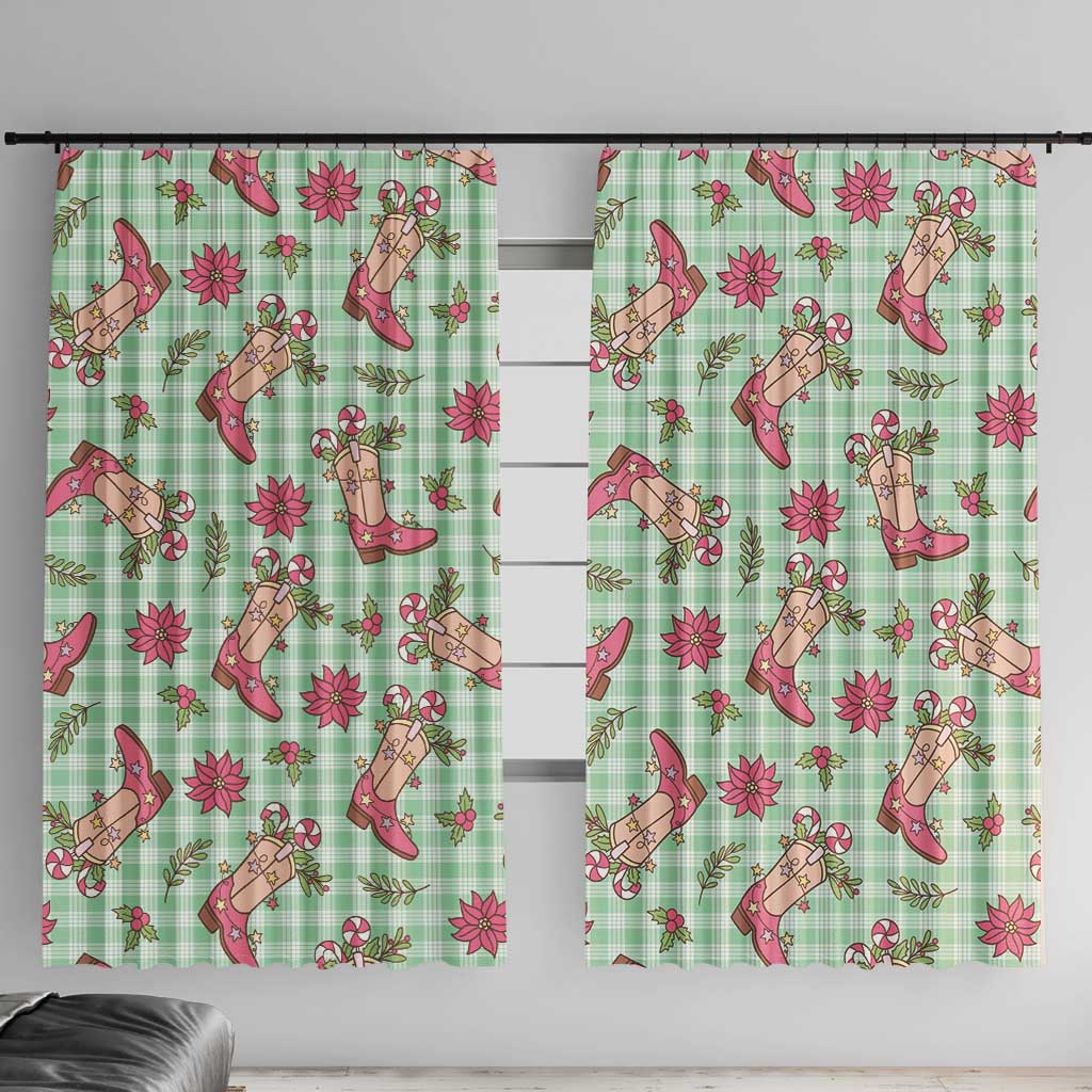 Green Paniolo Palaka Hawaiian Cowgirl Christmas Window Curtain - Polynesian Pride