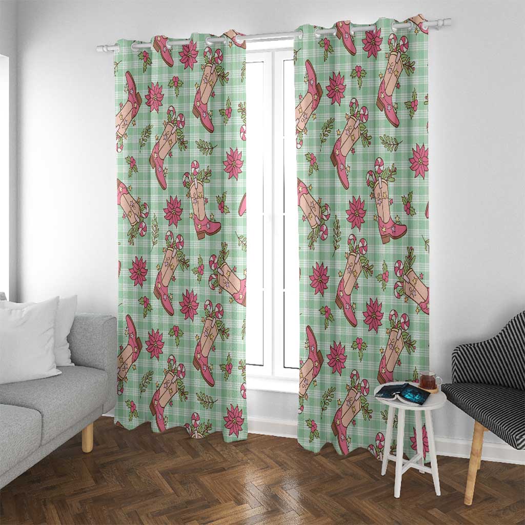 Green Paniolo Palaka Hawaiian Cowgirl Christmas Window Curtain - Polynesian Pride