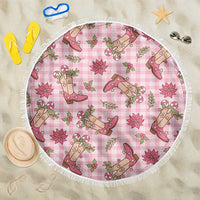 Pink Paniolo Palaka Hawaiian Cowgirl Christmas Beach Blanket - Polynesian Pride