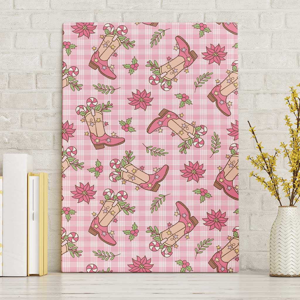 Pink Paniolo Palaka Hawaiian Cowgirl Christmas Canvas Wall Art - Polynesian Pride
