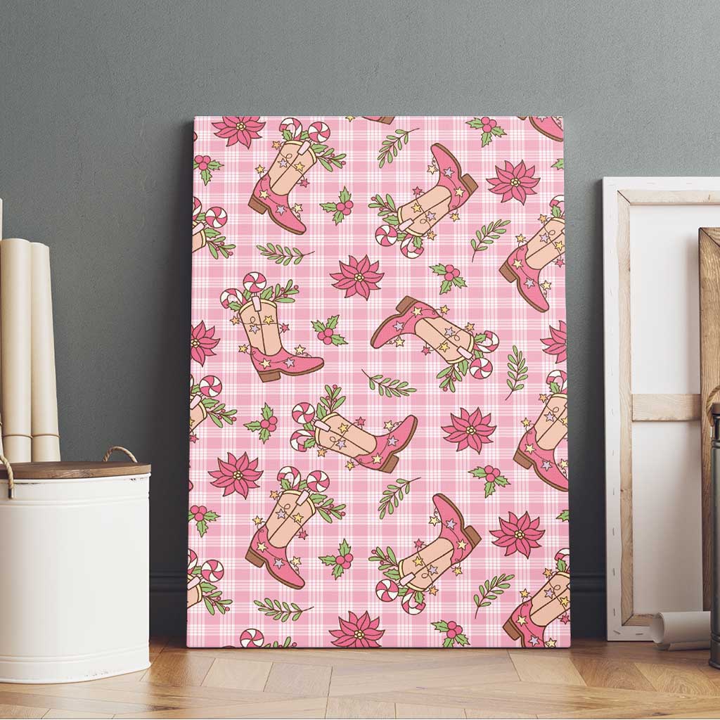 Pink Paniolo Palaka Hawaiian Cowgirl Christmas Canvas Wall Art - Polynesian Pride