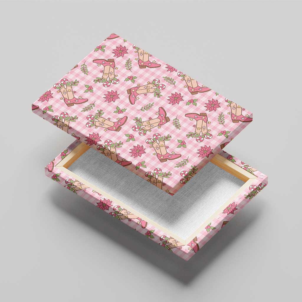 Pink Paniolo Palaka Hawaiian Cowgirl Christmas Canvas Wall Art - Polynesian Pride