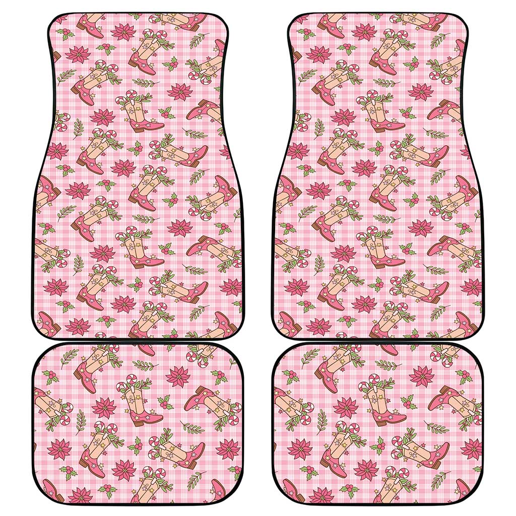 Pink Paniolo Palaka Hawaiian Cowgirl Christmas Car Mats - Polynesian Pride