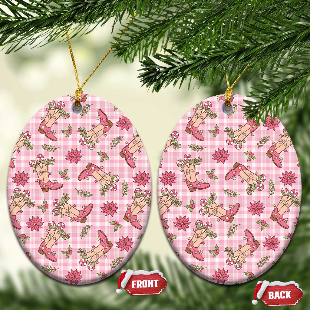Pink Paniolo Palaka Hawaiian Cowgirl Christmas Ceramic Ornament - Polynesian Pride