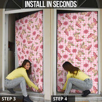 Pink Paniolo Palaka Hawaiian Cowgirl Christmas Door Cover - Polynesian Pride