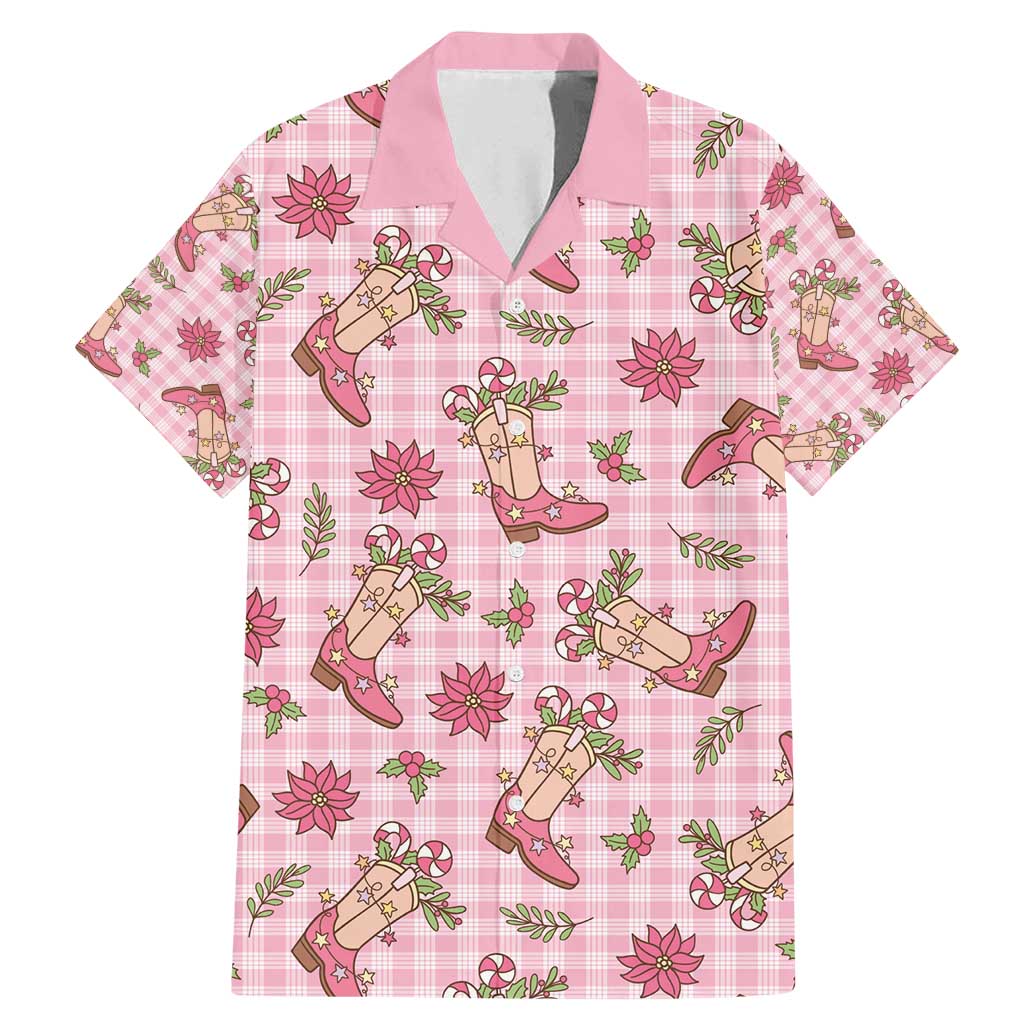 Pink Paniolo Palaka Hawaiian Cowgirl Christmas Family Matching Mermaid Dress and Hawaiian Shirt - Polynesian Pride