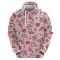 Pink Paniolo Palaka Hawaiian Cowgirl Christmas Hoodie - Polynesian Pride