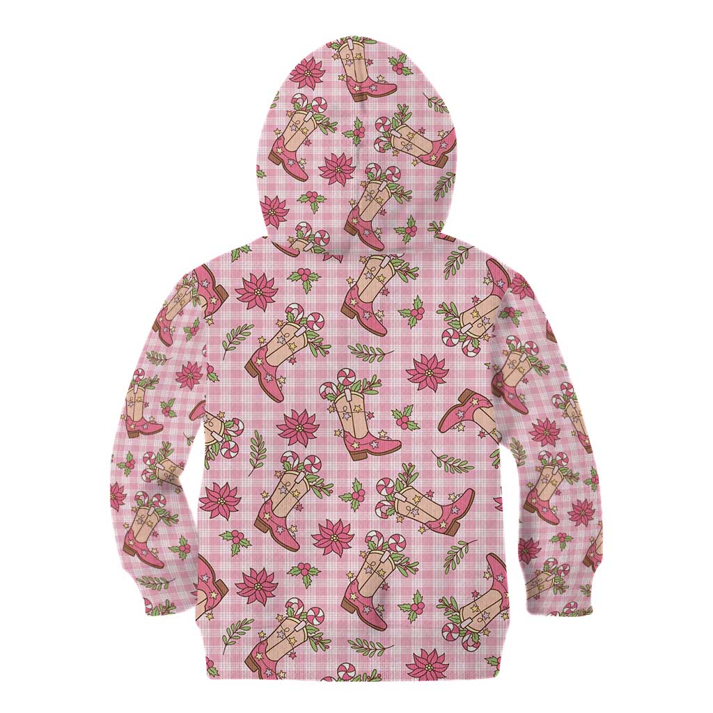 Pink Paniolo Palaka Hawaiian Cowgirl Christmas Kid Hoodie - Polynesian Pride