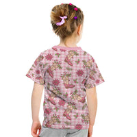 Pink Paniolo Palaka Hawaiian Cowgirl Christmas Kid T Shirt - Polynesian Pride