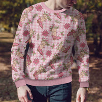 Pink Paniolo Palaka Hawaiian Cowgirl Christmas Ugly Christmas Sweater - Polynesian Pride