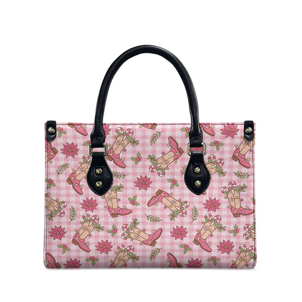 Pink Paniolo Palaka Hawaiian Cowgirl Christmas Leather Bag - Polynesian Pride