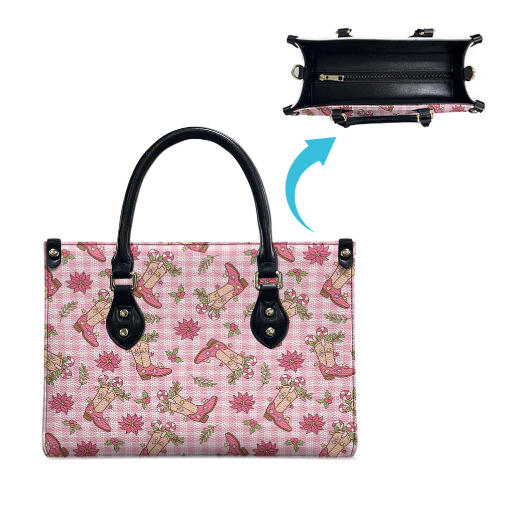 Pink Paniolo Palaka Hawaiian Cowgirl Christmas Leather Bag - Polynesian Pride