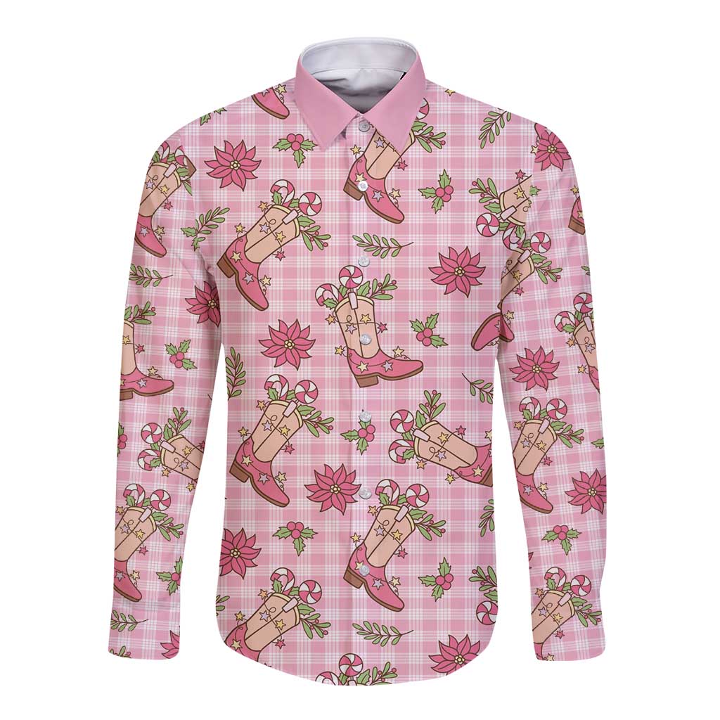 Pink Paniolo Palaka Hawaiian Cowgirl Christmas Long Sleeve Button Shirt LT9 Unisex Pink - Polynesian Pride