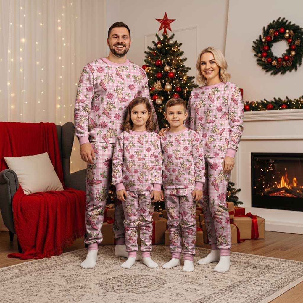 Pink Paniolo Palaka Hawaiian Cowgirl Christmas Pajama Set - Polynesian Pride