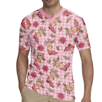 Pink Paniolo Palaka Hawaiian Cowgirl Christmas Rugby Jersey - Polynesian Pride