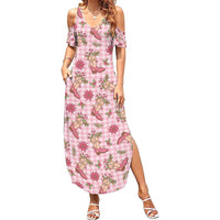 Pink Paniolo Palaka Hawaiian Cowgirl Christmas Summer Maxi Dress - Polynesian Pride