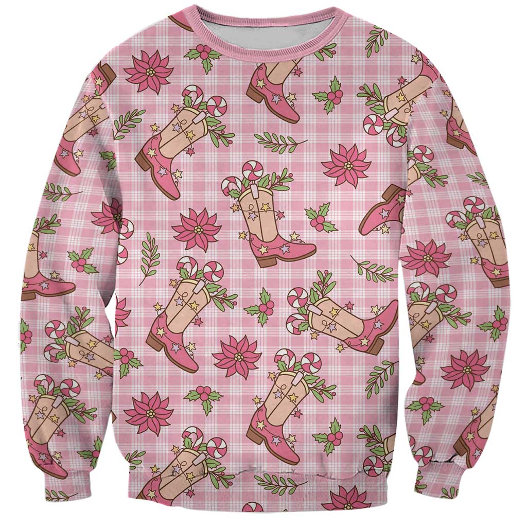 Pink Paniolo Palaka Hawaiian Cowgirl Christmas Sweatshirt LT9 Unisex Pink - Polynesian Pride