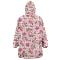 Pink Paniolo Palaka Hawaiian Cowgirl Christmas Wearable Blanket Hoodie - Polynesian Pride