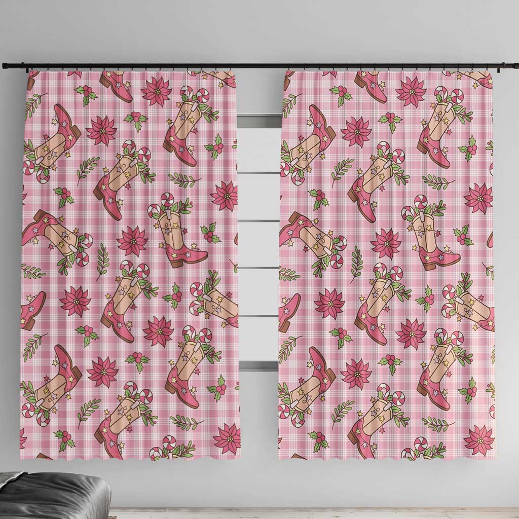 Pink Paniolo Palaka Hawaiian Cowgirl Christmas Window Curtain - Polynesian Pride