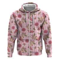 Pink Paniolo Palaka Hawaiian Cowgirl Christmas Zip Hoodie - Polynesian Pride