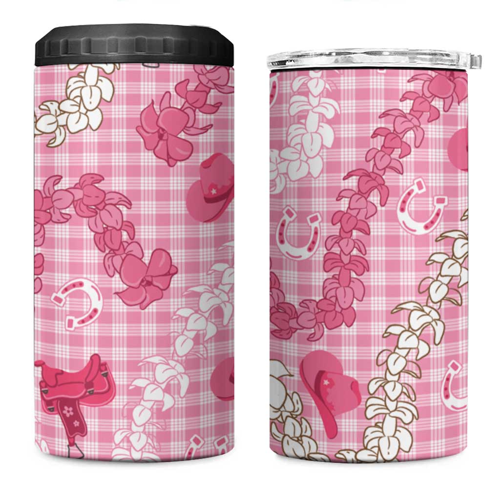 Paniolo Palaka Hawaiian Cowgirl 4 in 1 Can Cooler Tumbler LT9 One Size: 16 oz Pink - Polynesian Pride