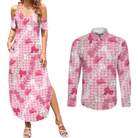 Paniolo Palaka Hawaiian Cowgirl Couples Matching Summer Maxi Dress and Long Sleeve Button Shirt - Polynesian Pride
