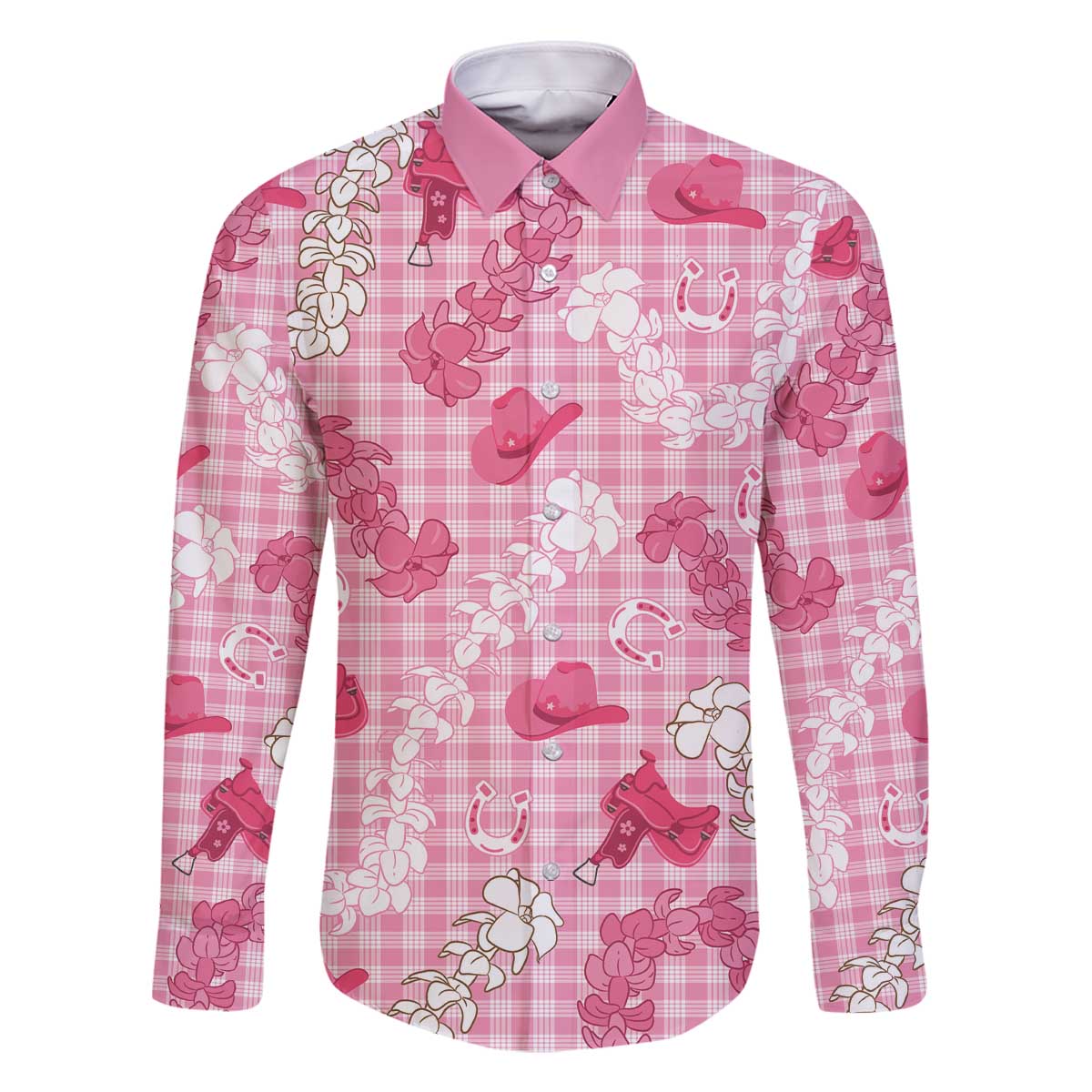 Paniolo Palaka Hawaiian Cowgirl Family Matching Off The Shoulder Long Sleeve Dress and Hawaiian Shirt - Polynesian Pride