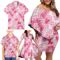 Paniolo Palaka Hawaiian Cowgirl Family Matching Off Shoulder Short Dress and Hawaiian Shirt - Polynesian Pride