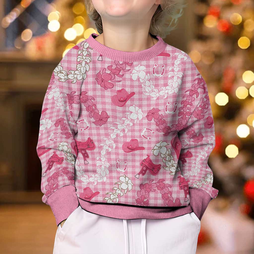 Paniolo Palaka Hawaiian Cowgirl Kid Ugly Christmas Sweater - Polynesian Pride
