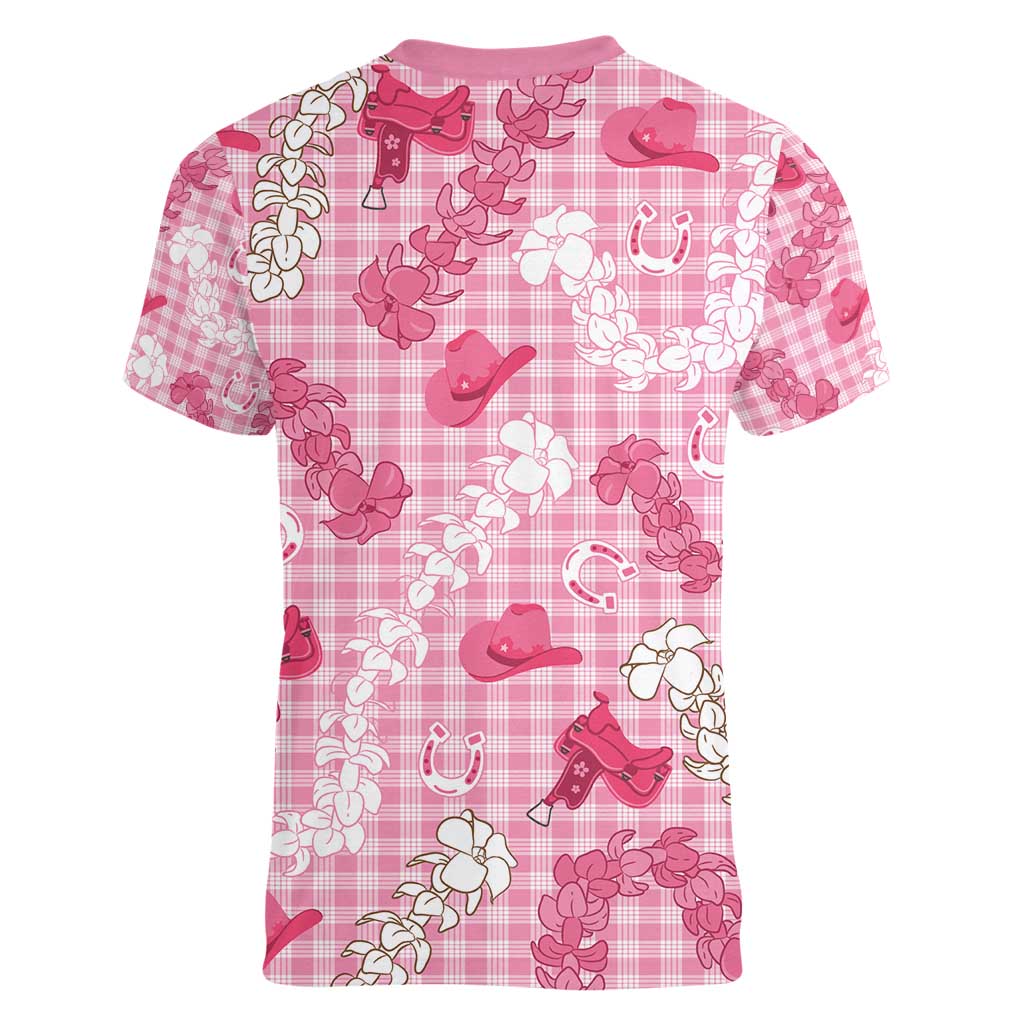 Paniolo Palaka Hawaiian Cowgirl Women V-Neck T-Shirt - Polynesian Pride