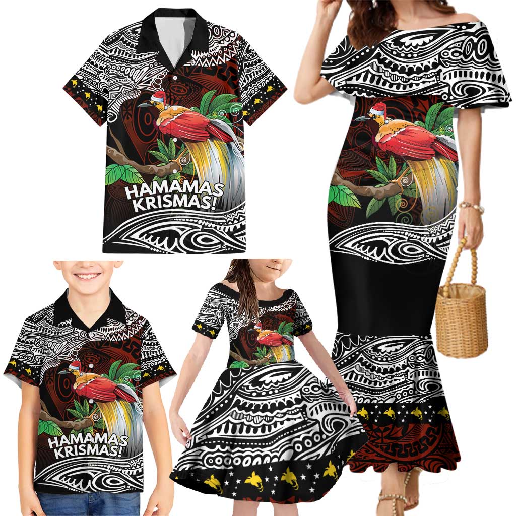 Papua New Guinea Christmas Family Matching Mermaid Dress and Hawaiian Shirt - Polynesian Pride