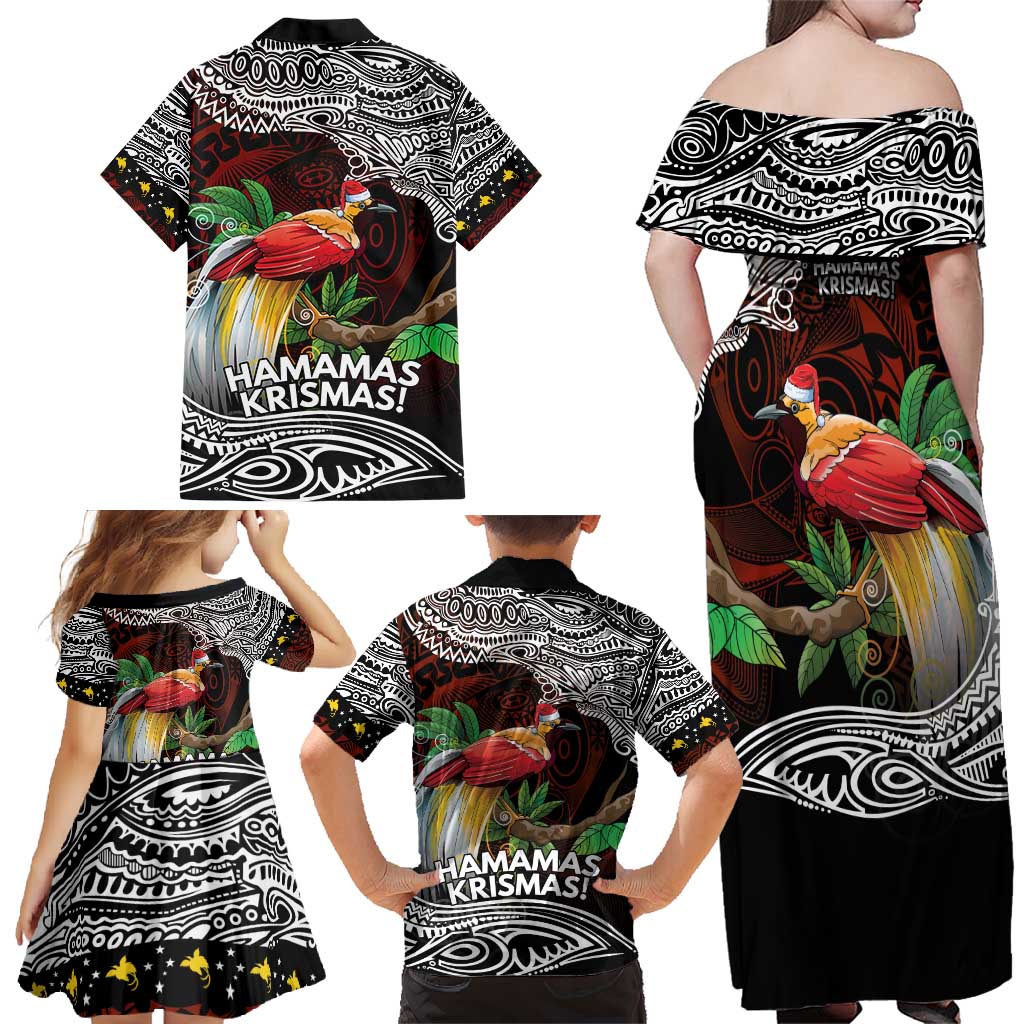 Papua New Guinea Christmas Family Matching Off Shoulder Maxi Dress and Hawaiian Shirt - Polynesian Pride