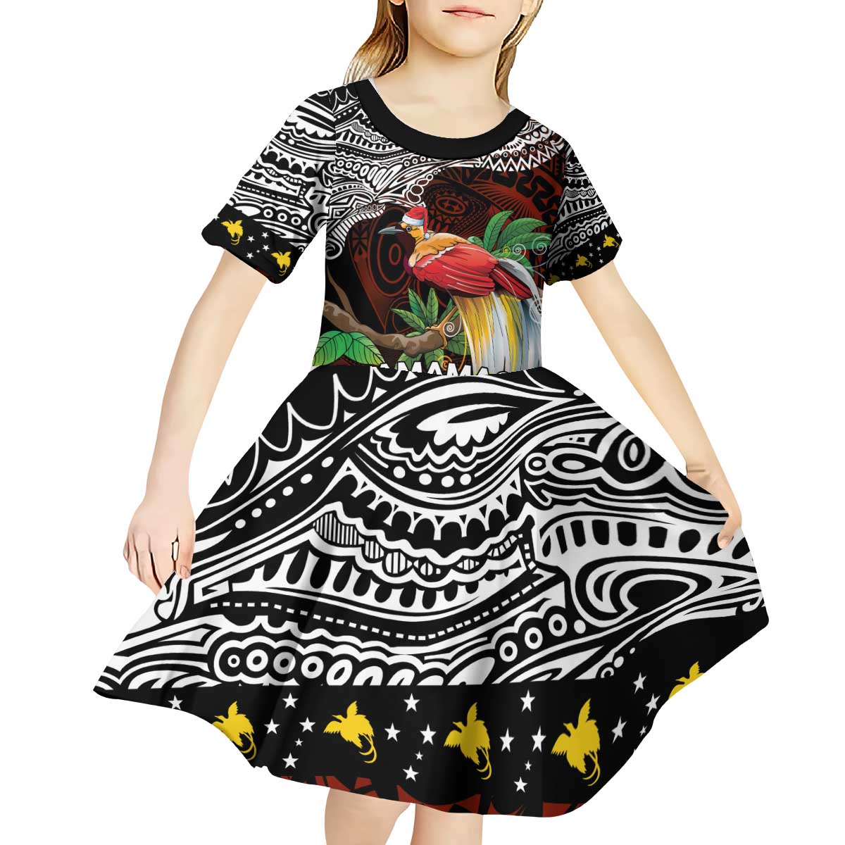 Papua New Guinea Christmas Kid Short Sleeve Dress - Polynesian Pride