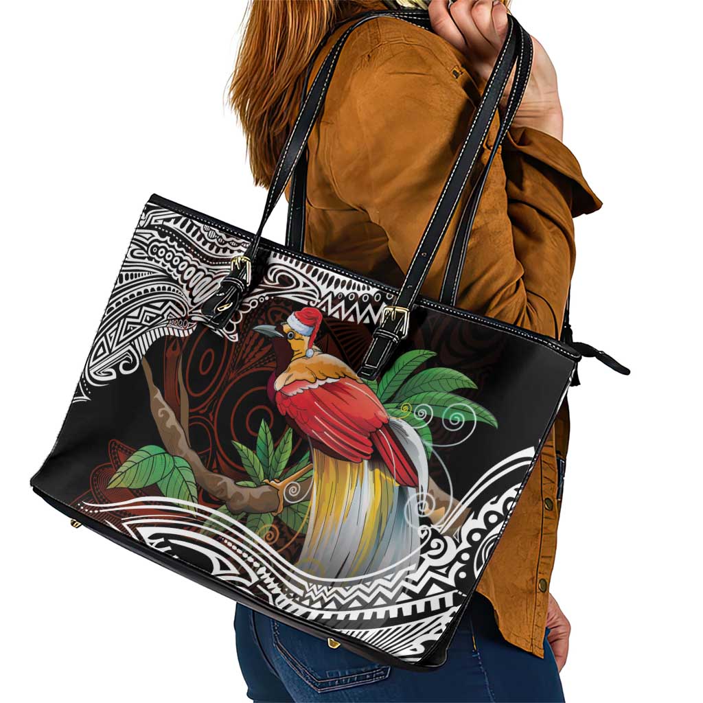 Papua New Guinea Christmas Leather Tote Bag - Polynesian Pride